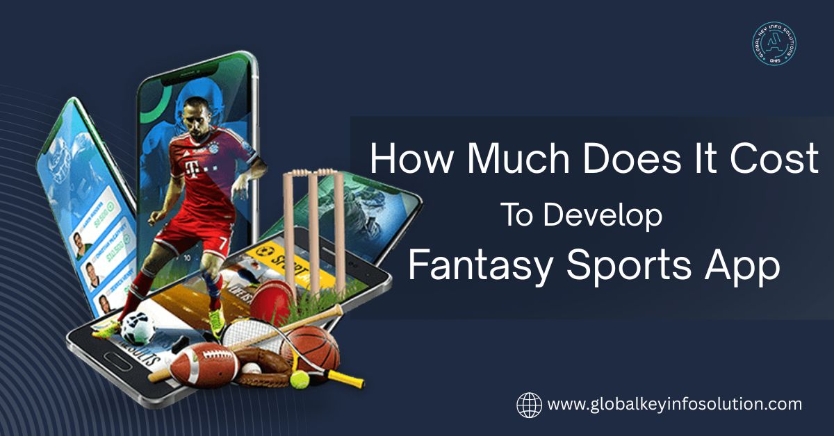 Cost analysis infographic showing fantasy sports app development pricing by Global Key Info Solution